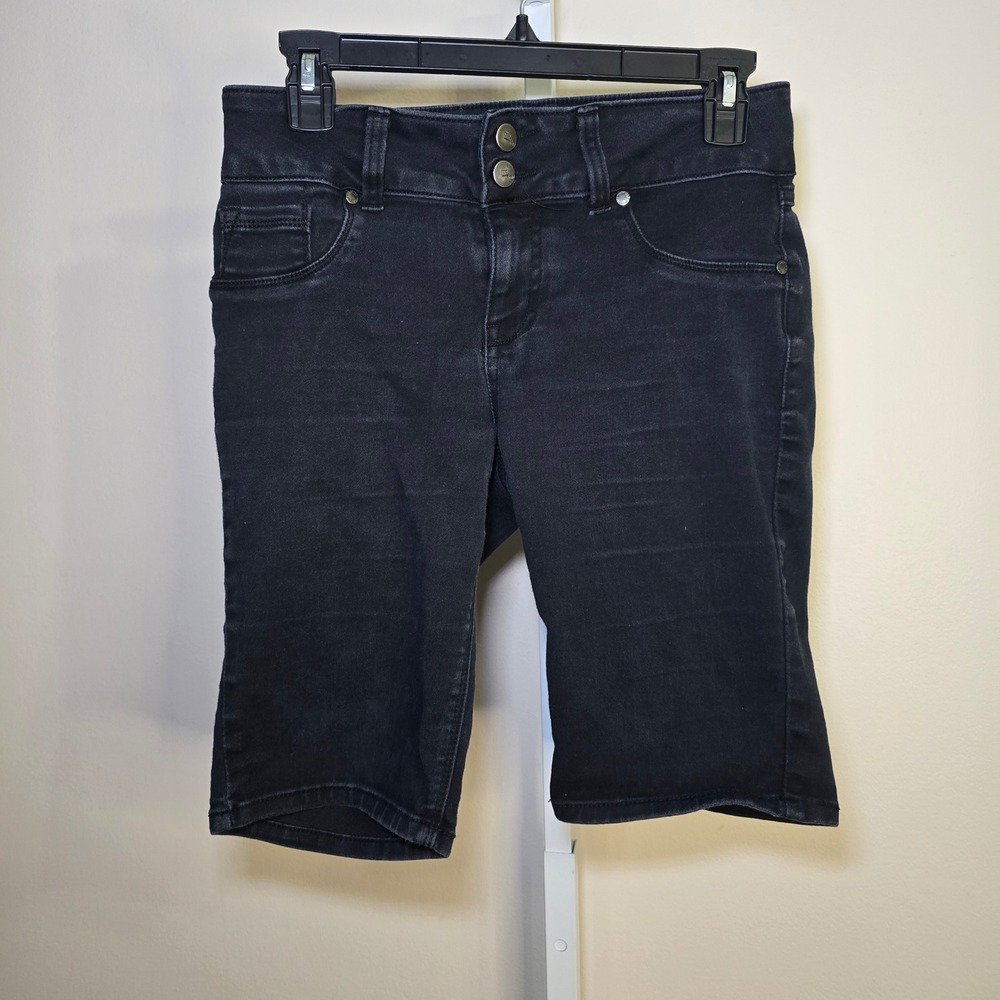 1822‎ Denim Womens Black Bermuda Shorts High Rise Double Button Size 8